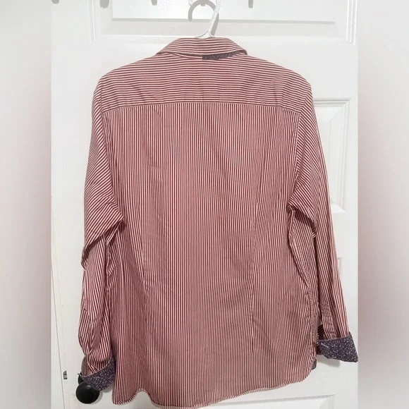 Ted Baker Men's Red and White Striped Dress Shirt Size Small - Picture 2 of 6